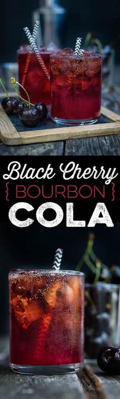 the black cherry bourbon cola is served in two glasses