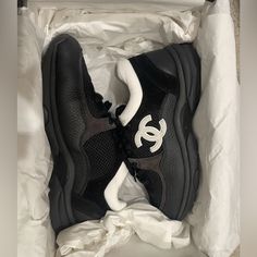 Chanel Authentic Trainer Sneakers Black And White Size 39.5 Pre Owned. Sneakers Black And White, Shoes Chanel, Trainer Sneakers, Chanel Shoes, Sneakers Black, Womens Shoes Sneakers, Shoes Sneakers, Chanel, Black White