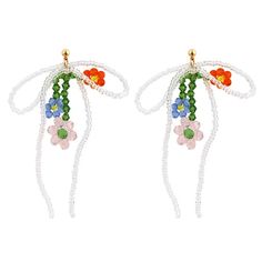 beaded bow flower earrings boogzel clothing Spring Jewelry With Dangling Beads, Colorful Beaded Dangle Earrings For Spring, Spring Colorful Bead Dangle Earrings, Summer Flower Shaped Beaded Earrings With Dangling Beads, Spring Beaded Flower Drop Earrings, Spring Colorful Beaded Drop Earrings, Summer Flower-shaped Beaded Earrings With Dangling Beads, Summer Flower Earrings With Dangling Beads, Flower Shaped Earrings With Colorful Beads For Party