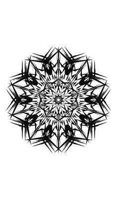 an abstract black and white pattern on a white background with the shape of a snowflake