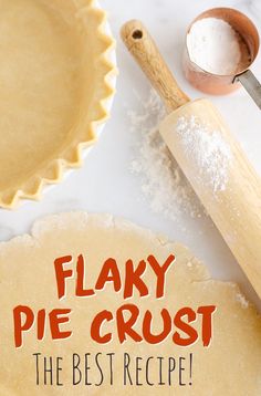 flaky pie crust on a white counter top