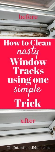 Do you need to clean your nasty window tracks? They can get ugly fast, and no one really likes to clean them. Here's the one simple trick you need to know! via @www.pinterest.com/JenRoskamp Cleaning Window Tracks, Cleaning Hacks Tips And Tricks, Genius Ideas, Household Cleaning Tips, Diy Cleaners, Cleaners Homemade