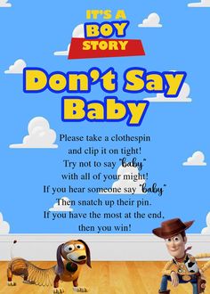 the poster for toy story don't say baby, which features an image of a dog