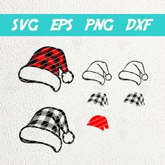 the svg eps png dxf set includes three hats and one plaid hat