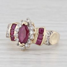 Diamond Halo Ring, Ring Pictures, Halo Diamond Ring, Ruby Diamond, Multi Stone Ring, Halo Ring, Natural Ruby, Diamond Halo, Halo Rings