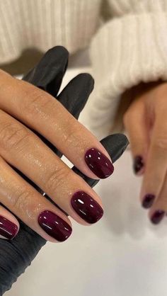 shop short Christmas nails Gorgeous Short Nails, Short Nails For Autumn, Dark Red Biab Nails, Winterberry Nails, Dark Red Gel Nails Short, Trendy Nail Colors 2023, Biab Nails Inspiration Autumn, Short Dark Nails Ideas, Fair Skin Nail Color