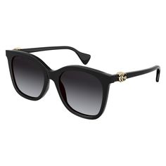 Introducing the Gucci GG1071S sunglasses, a luxurious and stylish accessory for the modern woman. Crafted with the highest quality materials and meticulous attention to detail, these sunglasses are sure to make a statement wherever you go. The frame of the GG1071S is a sleek black acetate, exuding sophistication and elegance. The cat eye style adds a touch of vintage glamour, perfect for those looking to add a retro-inspired twist to their look. The subtle grey lenses provide a chic contrast to the black frame, offering both style and functionality. With a lens socket width of 55 and a bridge size of 19, these sunglasses are designed to provide a comfortable and secure fit. The temple length of 145 ensures that the sunglasses will stay in place, even during long hours of wear. Plus, the RX Gucci Luxury Cat Eye Sunglasses, Designer Cat Eye Sunglasses For Evening, Designer Sunglasses With Gradient Square Frame, Designer Matte Black Polarized Sunglasses, Designer Sunglasses With Square Frame And Gradient Lenses, Designer Matte Black Sunglasses With Polarized Lenses, Designer Matte Black Sunglasses With Uv Protection, Luxury Cat Eye Sunglasses With Gradient Lenses, Luxury Cat Eye Sunglasses With Gradient Lenses For Evening