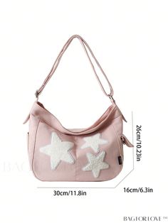 BagForLove - Stylish Star-Embellished Medium Hobo Bag Product Description Color Pink Bag Size Medium Strap Type Adjustable Pattern Type Geometric Closure Type Zipper Type Messenger Bag Composition 100% Polyamide Material Polyamide Size Chart INCH CM Strap Length Bag Length Bag Width Bag Height 43.3 inch 11.8 inch 6.3 inch 10.2 inch Strap Length Bag Length Bag Width Bag Height 110 cm 30 cm 16 cm 26 cm Details Pictures Similar Products h2 { text-align: center; } /* æ¢è¡ */ li{ white-space: norma Casual Star-shaped Shoulder Bag For Everyday, Casual Star-shaped Shoulder Bag, Everyday Star-shaped Bag, Chic Decor, Pink Bag, Hobo Bag, Messenger Bag, Black Pink, Bag Lady