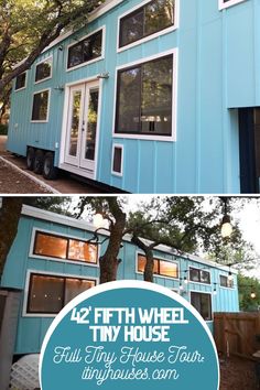 the tiny house is made from two shipping containers and has windows that look like they are floating