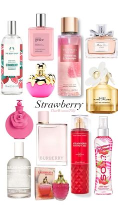 Perfume That Smells Like Strawberries, Phlur Perfume Strawberry, Strawberry Body Spray, Fruity Smelling Perfume, Perfumes That Smell Like Strawberry, Strawberry Scented Perfume, Perfume Collection Fragrance Body Spray, Best Strawberry Perfume, Strawberry Sent