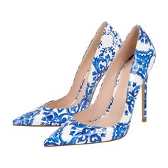 Heel measures approximately: 4.7 inches/ 12 cm Color: Blue and White/Black Customer Service please contact US Luxury Blue High Heel Wedding Shoes, Luxury Blue High Heel Court Shoes, Prada Shoes Blue And White Flowers Women Wedge Heels, Luxury Blue Pointed Toe Wedding Shoes, Luxury Blue Court Shoes With Sculpted Heel, Luxury Fitted Blue Dress Shoes, Luxury Blue Pointed Toe Court Shoes, Blue And White Heels, White And Blue Heels