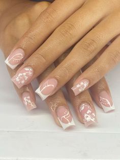 Short Pink Nails, Pink Tip Nails, Henna Nails, Spring Acrylic Nails