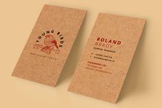 two brown business cards on top of each other with the words roland beauty printed on them