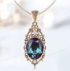 Vintage Alexandrite Pendant Antique Filigree Design Necklace for Her Oval Cut Gemstone Pendant Art Deco Style Pendant Women Handment Pendant - Etsy Exquisite Oval Jewel Necklaces, Victorian Gemstone Necklace With Oval Pendant, Victorian Gemstone Oval Pendant Necklace, Antique Oval Cabochon Gemstone Necklaces, Victorian Oval Pendant Necklace With Gemstone, Victorian Oval Pendant Gemstone Necklace, Oval Jeweled Necklaces For Anniversary, Vintage Handmade Oval Cabochon Necklaces, Heirloom Jewelry With Oval Jewels