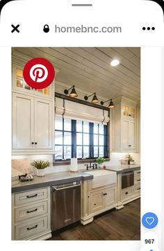 a kitchen with white cabinets and an instagramr for pinter's choice