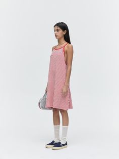 This is a trendy and casual dress by MENASOO that is made out of high quality and sturdy material. With distinctive mood of the design and comfortable wear, you can style it for your casual daily outfit.- Logo emblem on the chest- Vertical stripe pattern overall- Sporty and casual mood Casual Cotton Midi Dress For Loungewear, Trendy Relaxed Fit Mini Dress For Summer, Trendy Cotton Midi Dress For Day Out, Red Loungewear Dress For Spring, Casual Mini Dress For Summer Loungewear, Red Mini Dress For Summer Daywear, Casual Red Cotton Midi Dress, Casual Red Loungewear Dress, Red Casual Loungewear Dresses