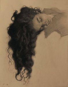 a drawing of a woman with long hair