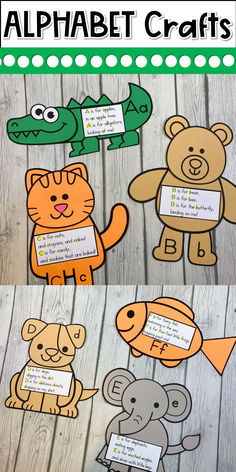 an alphabet craft with animals and letters