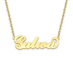 Salwa name necklace Gold Custom Necklace, Personalized Gifts For Her 
								Add something extra special to your jewelry box with Name Necklace Official engravable necklaces.
								The Salwa's 14k gold name necklace is best gifts for Salwa. Name Necklace Official provides affordable engravable jewelry that won't 
								break the bank. In addition, these pieces make for very thoughtful and appreciated gifts for friends and family. 
								And whether valentine's day gifts, mother's day gifts, christmas gifts, wedding gifts, graduation gifts, birthday gifts,
								 NAME NECKLACE are all the best gift choice store. Engravable Jewelry, Name Necklace Gold, Gold Name Necklace, Personalized Gifts For Her, Engraved Jewelry, Gifts Birthday, Engraved Necklace, Necklace Personalized, Gifts Wedding