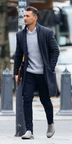 Outfits Quotes, Black Overcoat, Office Clothes, Men Wear, Winter Outfits Men, Mens Fall, Mens Winter Fashion, Male Fashion, White Shirt Dress