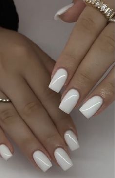 White Nails 2024, Nail Blanc, White Powder Nails, Summer White Nails, Milk White Nails, Milky White Nail, Hoco Nails, White Gel Nails, Milky Nails