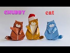 three origami animals sitting next to each other with the words chubby on them