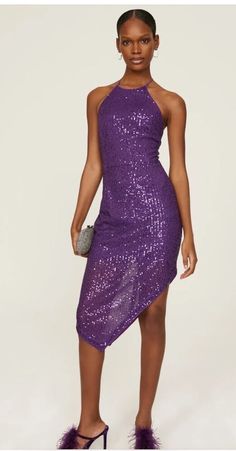 #ad Premium Toccin Sequins Size 6 Open Back Asymmetric Strap Party Runway Dress Purple, Fashion Dresses Functional Fashion, Runway Dresses, Rent The Runway, Dress Purple, Weekend Style, Party Looks, The Purple, Asymmetrical Dress, Purple Dress