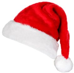 a red and white santa hat on a white background