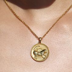 Leo Zodiac Necklace | Eco-Friendly Gold Coin Pendant by FUTURA Spiritual Zodiac Sign Medallion Jewelry, Symbolic Zodiac Sign Medallion Necklace, Luxury Zodiac Sign Necklace, Yellow Gold Zodiac Sign Medallion Necklace, Luxury Gold-plated Zodiac Necklace, Leo Pendant, Mughal Emperor, Leo Necklace Zodiac, Yellow Gold Zodiac Pendant Necklace