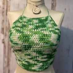 Crochet Halter Top. Handmade In Bali. Green, Light Green And White. Fits Xs-M. Top Has Adjustable Ties. Machine Washable. 100% Cotton White Cotton Halter Neck Top, Casual Fitted Multicolor Halter Top, Green Cropped Crochet Top For Spring, Summer Green Crochet Top, Casual Crochet Halter Neck Tops, Fitted Green Crochet Top For Summer, Trendy Fitted White Crochet Top, Trendy White Fitted Crochet Top, Casual Crochet Halter Top For Spring