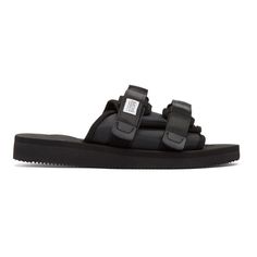 Nylon canvas slip-on sandals in black. Open round toe. Textile logo patch and adjustable Velcro straps at vamp. Signature antibacterial lining in black. Tonal foam rubber midsole. Tonal treaded rubber outsole.Supplier color: Black Textile Logo, Velcro Straps, Pop Fashion, New Age, Flat Sandals, Slip On Sandal, Patch Logo, Communication, Slip On