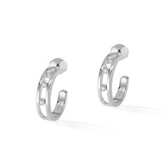 Messika Jewelry - Move Hoop Diamond Earrings | Manfredi Jewels White Gold Hoop Earrings, Gold Diamond Hoop Earrings, White Gold Diamond Earrings, White Gold Hoops, Classic Bracelets, Luxury Earrings, Diamond Hoop Earrings, Classic Jewelry, Gold Hoop