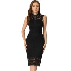 Add some colors to your new season wardrobe with this lace crew neck dress. This simple and classic design with solid color, crew neck, and back hollow-out midi dress can pair perfectly with high heels. The body-hugging fit of this dress accentuates your curves in all the right places, giving you a flattering silhouette that is both feminine and chic. Occasion: Cocktail, Party, Wedding, Dating, Bridesmaids, Gathering, Shopping, etc. Black Cocktail Dress For Wedding, Cocktail Dress For Wedding, Cocktail Party Wedding, Crew Neck Dress, Maxi Bodycon Dress, Cocktail Dress Wedding, Color Crew, Split Maxi Dress, Black Sheath Dress