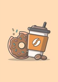 a cup of coffee and a donut with sprinkles