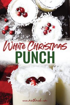 white christmas punch with cranberries and whipped cream