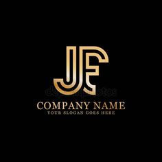 initial letter jf logo design with gold color on black background