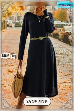 Casual Plain Long Sleeve A-line Dress Types Of Dresses, Buy Dress, T Shirt Dress, A Line Dress, Dark Blue, Blue Green, A Line, Shirt Dress, Long Sleeve