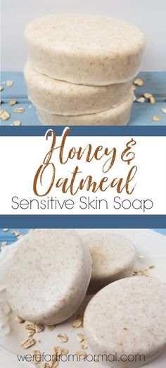 honey and oatmeal soap on a white plate