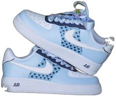 Trendy Blue Custom Sneakers For Streetwear, Trendy Blue Sneakers With Round Toe, Trendy Blue Custom Sneakers With Rubber Sole, Custom Air Force 1, Dare To Be Different, Take Risks, Custom Sneakers, Blue Heart, Air Force 1