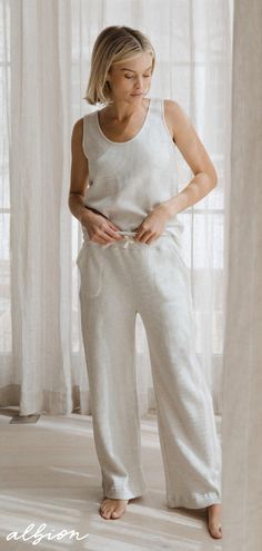 They're flowy, they're cozy, they're next level waffle loungers and you want them! #ootd #waffle #lounge #sweatpants #matchingset #tanktop #wideleg #sweats #comfy #casual Comfortable Sweatpants For Spring Relaxation, Cozy Spring Pants For Relaxation, Comfortable Summer Sweatpants For Relaxation, Comfortable Sweatpants For Summer Relaxation, Cozy Spring Relaxation Pants, Cozy Spring Sweatpants For Loungewear, Cozy Sweatpants For Spring Lounging, Cozy Spring Lounging Sweatpants, Spring Lounging Sweatpants