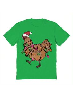 COMFY & COOL: Nearly There offers graphic shirts made of materials that are durable, comfortable, and easy to care for. Whether you're looking for a funny, inspirational, or pop-culture-inspired graphic shirt, we've got you covered.Nearly There Christmas Light Hen Graphic Cotton Unisex T-Shirt Green Casual  Short Sleeve  Cartoon,Figure,Letter    Women Clothing, size features are:Bust: ,Length: ,Sleeve Length: Funny Holiday T-shirt With Graphic Print, Green Novelty Crew Neck T-shirt, Green Crew Neck Novelty T-shirt, Green T-shirt With Funny Print As Gift, Green Novelty T-shirt With Graphic Print, Novelty Green T-shirt With Graphic Print, Christmas Novelty T-shirt With Graphic Print, Novelty Christmas Graphic Print T-shirt, Novelty Christmas T-shirt With Graphic Print