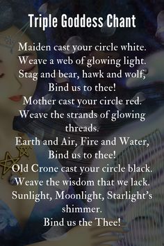 an image of a woman with her hand on her chest and the words triple goddess chart