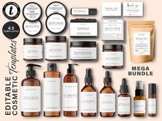 the mega bundle includes several bottles, labels and other items to be used for personal care