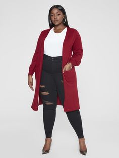 Plus Size Marguerite Long Cardigan Sweater | Fashion to Figure Size 12 Fashion, Figure Dress, Workwear Essentials, Fashion To Figure, Long Sweaters Cardigan, Sweaters And Jeans, Everyday Dresses, Plus Size Jeans, Long Sleeve Cardigan