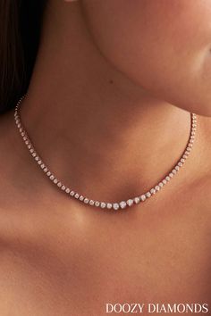 ROUND CUT MOISSANITE DIAMOND TENNIS NECKLACE FOR WOMEN Diamond Tennis Necklace, Diamond Necklace Designs, Chic Bracelet, Moissanite Necklace, Diamond Necklace Set, Tennis Necklace, Women's Jewelry And Accessories, Elegant Necklaces, Diamond Pendant Necklace