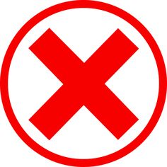 a red cross in a white circle with the letter x on it's side