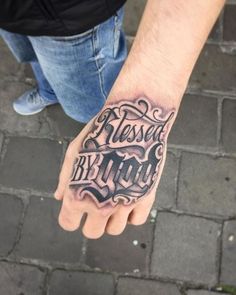 Caine Husky, Blessed Tattoo, Herren Hand Tattoos, Blessed Tattoos, Tattoo Quotes For Men, Tattoo Lettering Design, Tattoo Lettering Styles, Rose Tattoos For Women, Tattoo Ideas Easy