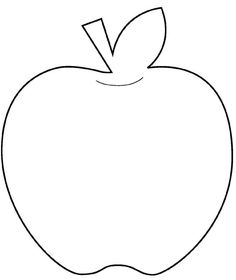 an apple with a leaf on the top and bottom half is outlined in black ink