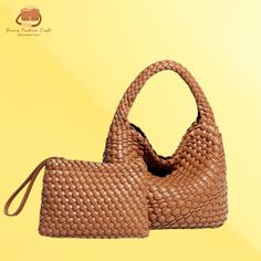 Introducing the Women's PU Leather Knitting Handbag, a timeless embodiment of ladylike fashion and quality craftsmanship. This classic tote is a testament to elegance, featuring hand-woven detailing that exudes sophistication. Crafted from premium PU leather, it combines durability with a luxurious aesthetic, making it an ideal companion for any occasion. With ample space and versatility, this handbag seamlessly transforms into a shoulder bag or messenger bag, offering the utmost convenience for the modern woman on the go. Additionally, it comes with a matching purse that adds a touch of finesse to your ensemble. Knitting Handbag, Leather Knitting, Luxurious Aesthetic, Ladylike Style, Leather Handbag, Purses And Handbags, Hand Woven, Leather Handbags, Messenger Bag