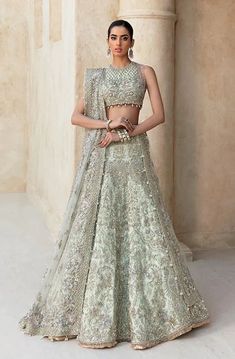 Lehenga Choli Dupatta Embellished Indian Bridal Dress Pakistani Clothes Online, Pakistani Designer Clothes, Indian Bridal Lehenga, Indian Bridal Dress, Bridal Lehenga Choli, Net Fabric, Indian Wedding Dress, 3d Flowers, Pakistani Outfits